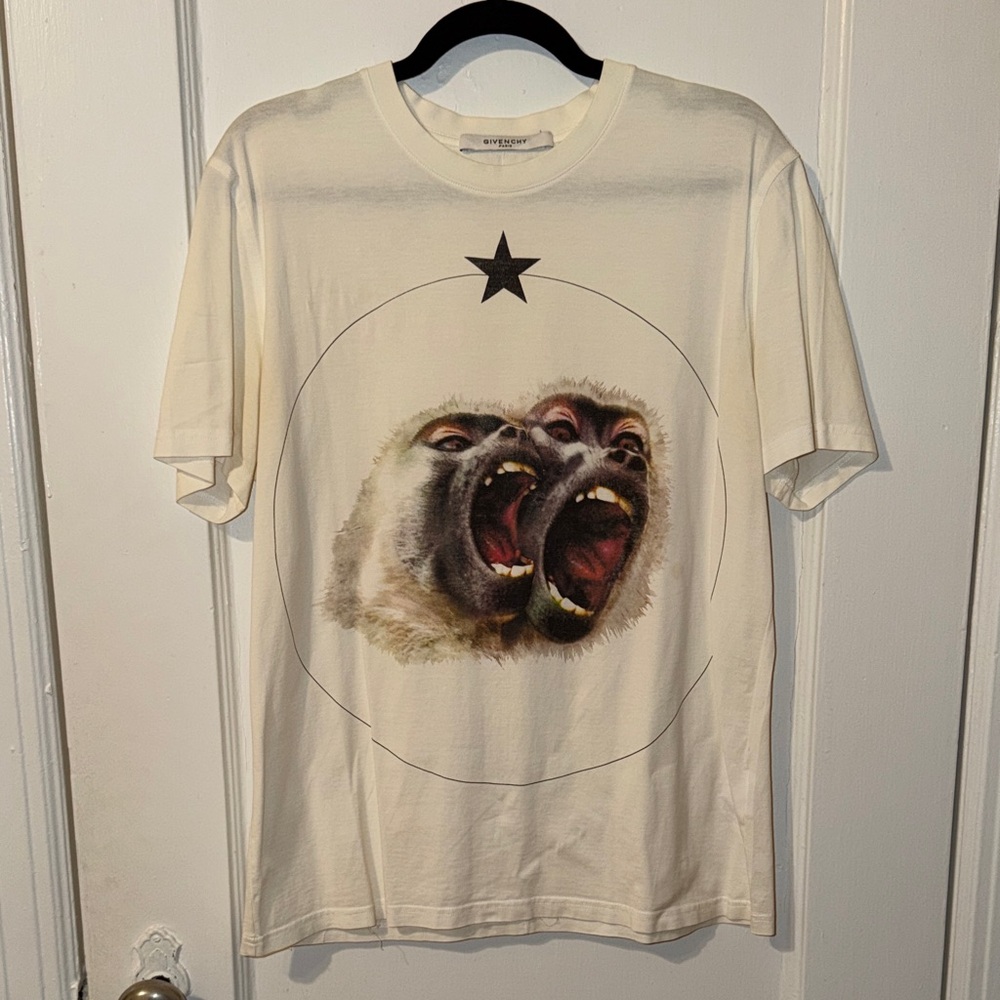 Givenchy White Graphic Tee with Animal Print